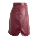 Europe Sexy Mini Women Skirt PU Leather Solid Split Zipper Pencil Skirts OL Casual Slim Clubwear Black/Coffee/Burgundy