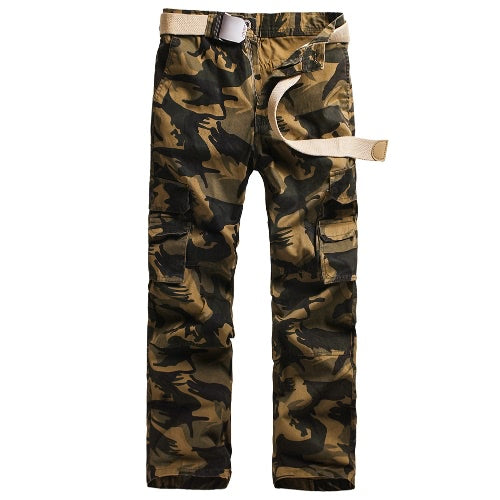 New Men Cargo Trousers Camouflage Multi-Pockets Camping Work Military Style Outdoor Casual Pants