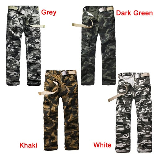 New Men Cargo Trousers Camouflage Multi-Pockets Camping Work Military Style Outdoor Casual Pants