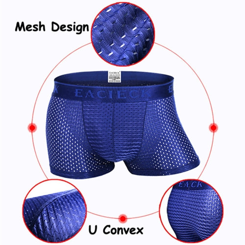 Mens Mesh Breathable Underwear Nylon Casual Thin Solid Color Sexy Boxers Cool Summer