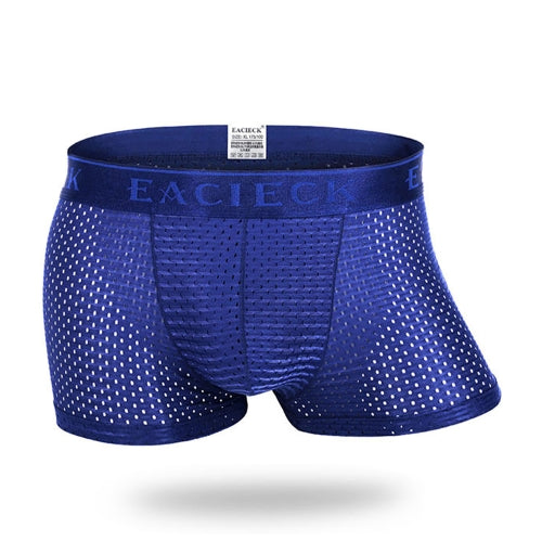 Mens Mesh Breathable Underwear Nylon Casual Thin Solid Color Sexy Boxers Cool Summer