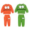 Cute Baby Boys Girls Unisex Suit Smiling Face Print Zipper Pocket O-Neck Sportswear Tracksuit Green/Orange