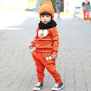 Cute Baby Boys Girls Unisex Suit Smiling Face Print Zipper Pocket O-Neck Sportswear Tracksuit Green/Orange