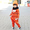 Cute Baby Boys Girls Unisex Suit Smiling Face Print Zipper Pocket O-Neck Sportswear Tracksuit Green/Orange