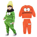 Cute Baby Boys Girls Unisex Suit Smiling Face Print Zipper Pocket O-Neck Sportswear Tracksuit Green/Orange