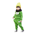 Cute Baby Boys Girls Unisex Suit Smiling Face Print Zipper Pocket O-Neck Sportswear Tracksuit Green/Orange