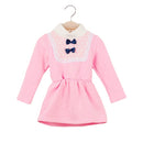 Cute Turtleneck Lace Bow Knot Keyhole Button Princess Dress for Girl