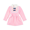 Cute Turtleneck Lace Bow Knot Keyhole Button Princess Dress for Girl