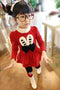 Cute Baby Girls Two-Piece Set Bow Cartoon Pattern Long Sleeve Sweatshirt Elastic Waist Trousers Fleece Warm Outfits Red/Grey