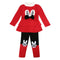 Cute Baby Girls Two-Piece Set Bow Cartoon Pattern Long Sleeve Sweatshirt Elastic Waist Trousers Fleece Warm Outfits Red/Grey