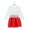 Sweet Kids Princess Crochet Lace Long Sleeve Striped Tulle Children Girls' Tutu Dress