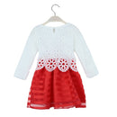 Sweet Kids Princess Crochet Lace Long Sleeve Striped Tulle Children Girls' Tutu Dress