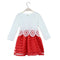 Sweet Kids Princess Crochet Lace Long Sleeve Striped Tulle Children Girls' Tutu Dress