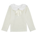 Sweet Cute Kids T-Shirt Peter Pan Collar Long Sleeve Keyhole Children Girls' Top