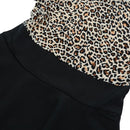 Fashion Cute Kids Girl Dress Leopard Print Round Neck Short Sleeves Mini Pleated Dress Black