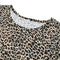 Fashion Cute Kids Girl Dress Leopard Print Round Neck Short Sleeves Mini Pleated Dress Black