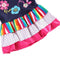 Fashion Cute Baby Kids Girl Dress Floral Embroidery Striped Splice Dot Print Short Sleeve Princess Mini Dress Dark Blue