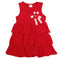 New Cute Girls Kids Dress Ruffles Hem Flower Brooch Solid O-Neck Sleeveless Sweet Dress Red