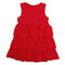 New Cute Girls Kids Dress Ruffles Hem Flower Brooch Solid O-Neck Sleeveless Sweet Dress Red