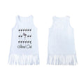 New Unisex Baby Boy Girl Summer Tee Round Neck Sleeveless Cartoon Print Tassel Long Vest Tee White