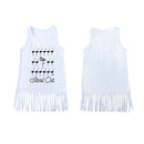 New Unisex Baby Boy Girl Summer Tee Round Neck Sleeveless Cartoon Print Tassel Long Vest Tee White