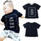 New Boys Kids T-shirt Top Letter Print O-Neck Short Sleeve Pullover Cute Casual Children Shirt Dark Blue