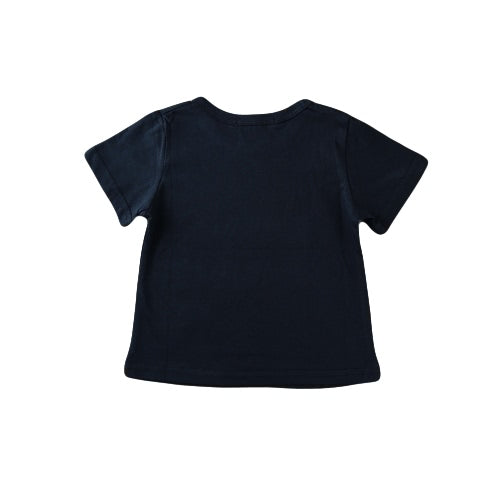 New Boys Kids T-shirt Top Letter Print O-Neck Short Sleeve Pullover Cute Casual Children Shirt Dark Blue