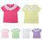 Sweet Cute Kids Baby Girl Cotton T-Shirt Peter Pan Collar Solid Color Short Sleeves Casual Tee Tops