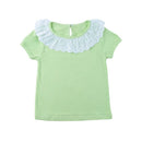 Sweet Cute Kids Baby Girl Cotton T-Shirt Peter Pan Collar Solid Color Short Sleeves Casual Tee Tops