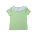 Sweet Cute Kids Baby Girl Cotton T-Shirt Peter Pan Collar Solid Color Short Sleeves Casual Tee Tops