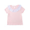 Sweet Cute Kids Baby Girl Cotton T-Shirt Peter Pan Collar Solid Color Short Sleeves Casual Tee Tops