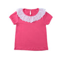 Sweet Cute Kids Baby Girl Cotton T-Shirt Peter Pan Collar Solid Color Short Sleeves Casual Tee Tops