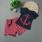 New Fashion Boys Two-Piece Set T-shirt Shorts Contrast Pattern Striped Print Drawstring Waistband Casual Clothing Sets