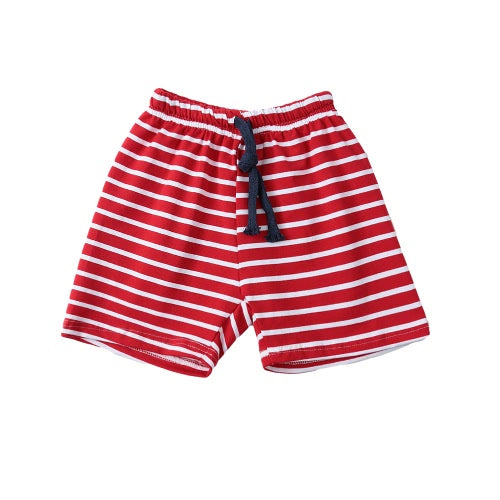 New Fashion Boys Two-Piece Set T-shirt Shorts Contrast Pattern Striped Print Drawstring Waistband Casual Clothing Sets