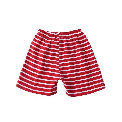 New Fashion Boys Two-Piece Set T-shirt Shorts Contrast Pattern Striped Print Drawstring Waistband Casual Clothing Sets