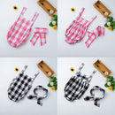 Fashion Newborn Infant Baby Girls Jumpsuit Strap Backless Plaid Covered Button Headband Toddler Romper Outfits Black/Pink