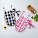 Fashion Newborn Infant Baby Girls Jumpsuit Strap Backless Plaid Covered Button Headband Toddler Romper Outfits Black/Pink