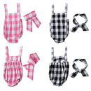 Fashion Newborn Infant Baby Girls Jumpsuit Strap Backless Plaid Covered Button Headband Toddler Romper Outfits Black/Pink