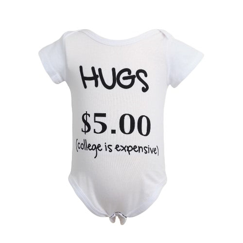 New Fashion Infant Baby Boy Girl Bodysuit Letter Print Rompers Jumpsuit Toddler Overalls Outfit One Piece White