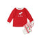 New Girls Boys Kids Two-Piece Set Pajama Christmas Sleepwear O-Neck Long Sleeves Casual House Coat Child Top Pants Red