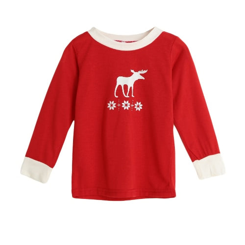 New Girls Boys Kids Two-Piece Set Pajama Christmas Sleepwear O-Neck Long Sleeves Casual House Coat Child Top Pants Red