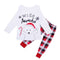 Christmas Family Kids Boy Girls Pajamas Sets Bear Letter Printed Long Sleeve Top Plaid Trousers Sleepwear Nightwear White