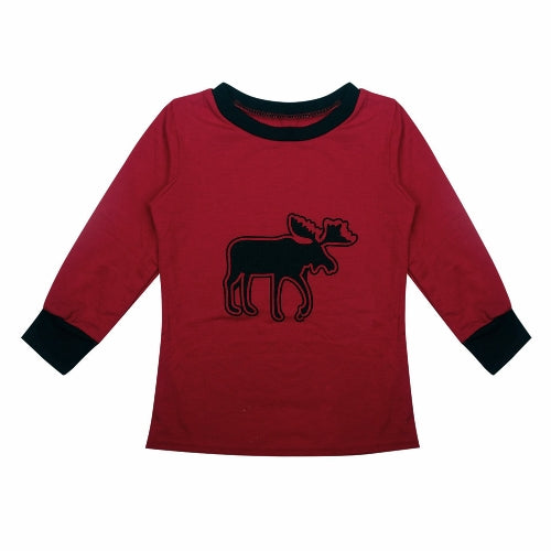 Christmas Family Pajama Set Kids Boys Girls Reindeer Printed Sleepwear Nightwear Long Sleeve Top Trousers Red