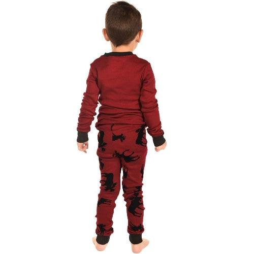 Christmas Family Pajama Set Kids Boys Girls Reindeer Printed Sleepwear Nightwear Long Sleeve Top Trousers Red