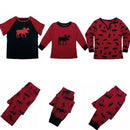 Christmas Family Pajama Set Kids Boys Girls Reindeer Printed Sleepwear Nightwear Long Sleeve Top Trousers Red