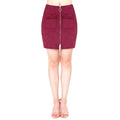 Fashion Women Mini Suede Skirts Pocketed Zippered Front Party Short Sheath Suedtte Skirt