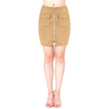 Fashion Women Mini Suede Skirts Pocketed Zippered Front Party Short Sheath Suedtte Skirt