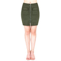 Fashion Women Mini Suede Skirts Pocketed Zippered Front Party Short Sheath Suedtte Skirt