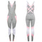 Women Sport Yoga Set Contrast Color Bandage Backless Sleeveless Fitness Jumpsuits Gym Running Bodysuits Workout Suit Grey