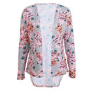 Fashion Women Cardigan Floral Print Long Sleeve All-match Casual Slim Thin Outwear Kimono Black/Grey/White